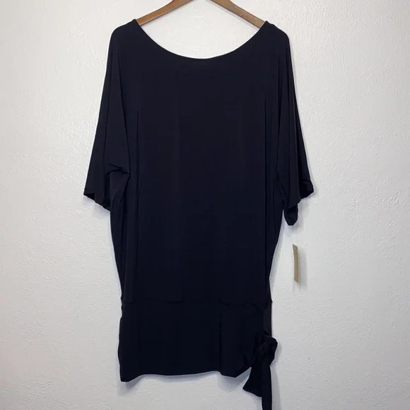 Michael Kors Iconic Side Tie Dress Swim Cover up Medium Black - Picture 2 of 7